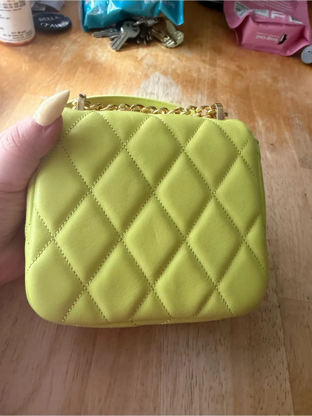 Kate Spade Quilted Crossbody Wallet in lime green